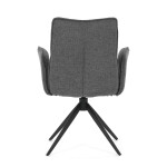 Židle jídelní, šedá látka, 360° vratný mechanismus, černý kov