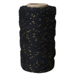 Bella Rose Bavlněný provázek 50 m – Black / Gold, černá barva, textil