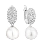 Stříbrné náušnice s 11 mm Kasumi perlou - stříbro 925/1000, Stříbrná Bílá