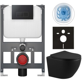 CERANO - Kompletní WC set Basic/Cesso - černá matná - WC tlačítko Modulo/Černá - závěsné - nízký modul - předstěnová instalace - 49x36 CER-8050BD86369