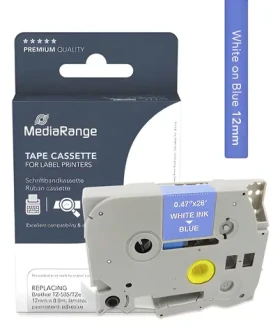 MediaRange kompatibilní páska s Brother TZ-535/TZe-535 / modrý podklad / bílý tisk / šířka 12 mm / délka 8 m (MRBTZ535)