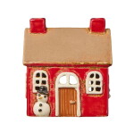 Ib Laursen Lucerna domeček Snowman, červená barva, keramika