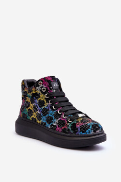 Sportovní boty na platformě Rhinestones GOE Black Velikost: 39