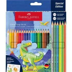 FABER-CASTELL Colour Grip Dinosaur - Pastelky - papírová krabička 18+6 ks (201546)