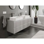 MEXEN/S - Rivel koupelnová skříňka pod umyvadlo 140 cm s deskou, 2 zásuvky, reliéf , šedá mat 91A20-14047-2-BFFC62