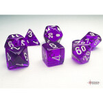 Sada kostek Chessex Translucent Purple/White Mini Polyhedral 7-Die Set