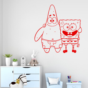 Samolepka SpongeBob a Patrick Barva: červená, Velikost: 60 x 61 cm