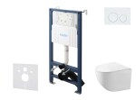 Kielle - Genesis New Set předstěnové instalace, kompaktního klozetu Gaia, Rimless, sedátka softclose a tlačítka Gemini New I, lesklá bílá 30528SS82