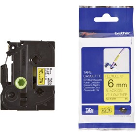 Obchod Šetřílek Brother TZE-FX611, 6mm, černý tisk/žlutý podklad - originální páska laminovaná flexibilní