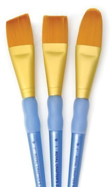 Royal Langnickel Sada štětců GOLD TAKLON, 3ks (plochý,ovál,seříznutý)