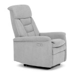 Polohovací křeslo s elektrickým ovládáním, potah stříbrná látka