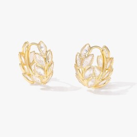 Náušnice s čirými zirkony ve tvaru obilných klásků – elegantní přírodní design, Zlatá