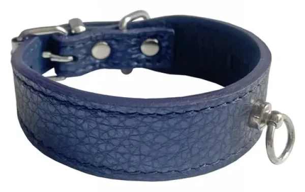 Huhubamboo Metal obojek modrý XS / Obojek pro psy / 24 mm x 22-27 cm / hovězí kůže (355446)