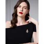 Vánoční perlová brož se zirkony Christmas Tree 11 - vánoční stromeček, Zlatá