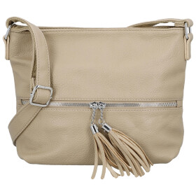 Trendy dámská koženková crossbody kabelka Vaka, tmavě béžová
