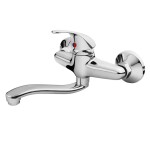 Baterie umyvadlová nástěnná, chrom, prohlé ramínko 20cm, rozteč 150mm, BALLETTO