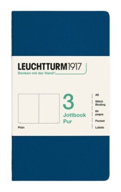 Zápisník Jottbook pur A6, 64l, čistý, Indigo, 3ks