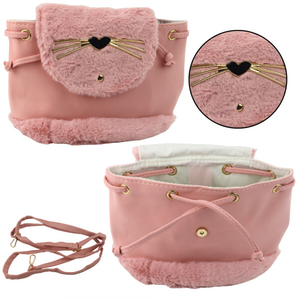 Mamido Dětský batoh s plyšovýma ušima 22cm 4L růžový