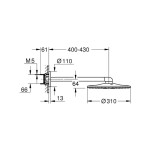 GROHE - Rainshower SmartActive Hlavová sprcha 310, sprchové rameno 43 cm, 2 proudy, Hard Graphite 26475A00