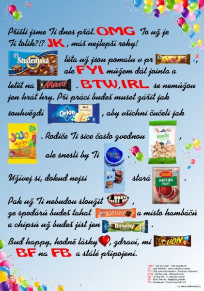 Joke21 Mega přání k narozeninám - pro puberťáky