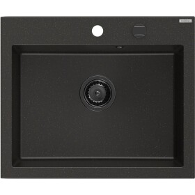 MEXEN/S - Elix granitový dřez 1-miska 600 x 500 mm, černá/zlatá metalik, sifon černá 6525601005-75-B