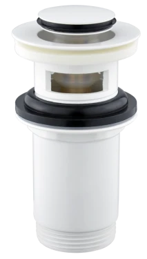JB Sanitary Umyvadlová výpusť 5/4" s přepadem, malá zátka, BÍLÉ provedení VK09