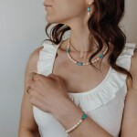 Inspirace 140 - Dámský set šperků – sladkovodní perly, tyrkysový magnezit