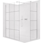 CERANO Sprchová zástěna Walk-in Onyx T L/P - 8 mm - hranatá vzpěra + polička/držák na ručníky - chrom, industriální sklo - 150x140x200 cm