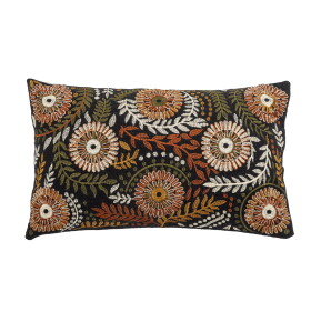 Bloomingville Bavlněný polštář s výplní Seveso 60 x 35 cm, černá barva, textil