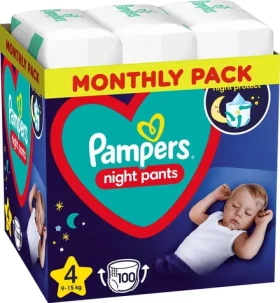 Pampers Night Pants 9-15 kg (100ks) / Plenkové kalhotky / Velikost 4 (9-15 kg) (8006540234693)