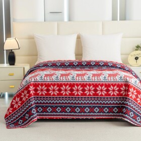 DumDekorace Prošívaný vánoční přehoz se soby Šířka: 200 cm | Délka: 220 cm