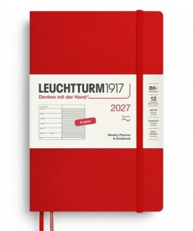 Týdenní plánovač Zápisník Cherry, Paperback B6+ 2027, Softcover, anglicky