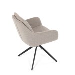 Židle jídelní, 180° otočný mechanismus, šedá voděodolná látka, černý kov