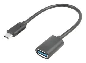 Lanberg USB-C (M) - USB-A (F) černá / Redukce / USB 3.1 / OTG / 15 cm (AD-UC-UA-04)