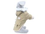 Fur zimní bunda pro psa s kožíškem Barva: Šedá, Délka zad (cm): 23, Obvod hrudníku: 32 - 35 cm