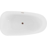 MEXEN/S - Giada volně stojící vana 170 x 90, bílá lesk, sifon a přepad růžové zlato 52741709000-60