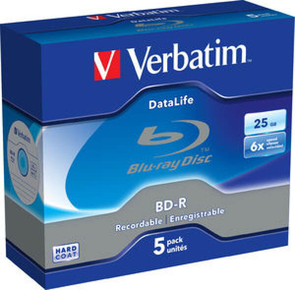 Verbatim BD-R 25GB 5ks / Datalife / 6x / jewel (43836-V)