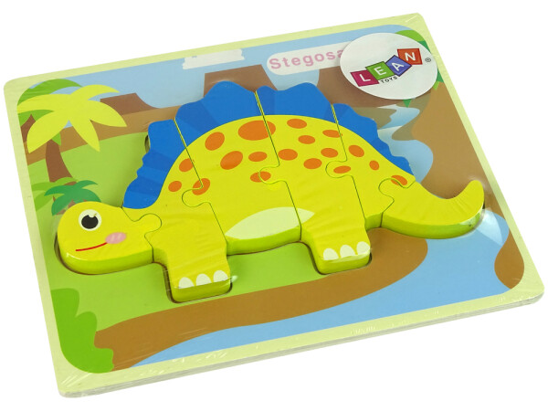 Mamido Dřevěné puzzle pro nejmenší dinosaurus stegosaurus žluté