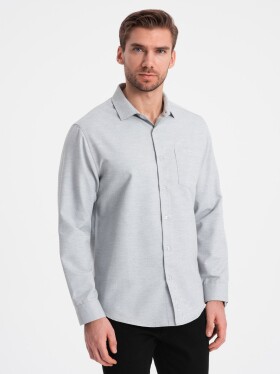 Ombre Men's shirt with pocket REGULAR FIT light grey melange