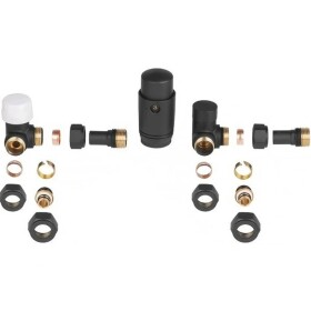 CERANO Připojovací sada radiátorového ventilu s termostatickou hlavicí - rohová - černá matná