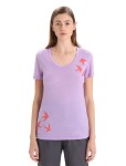 ICEBREAKER Wmns Tech Lite II SS Scoop Tee Swarming Shapes, Purple Gaze velikost: XS