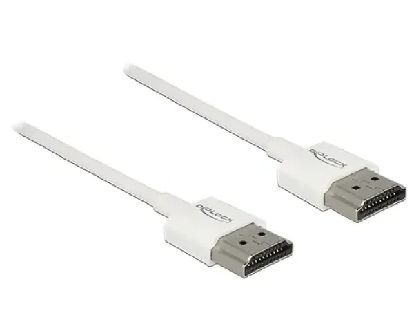 Delock HDMI-A 0,25m bílý / HDMI kabel / High Speed s Ethernetem / 4K 3D / 18 Gbit/s (85120)