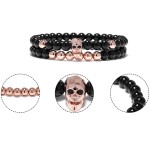 Pánský dvojitý náramek Skull Rose Gold - lebka, Barevná/více barev 18 cm