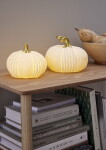 STAR TRADING Svítící LED dekorace Pumpkin 15 cm, bílá barva, porcelán