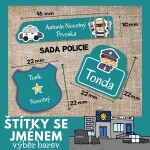 45x Jmenovky Sada POLICIE mini štítky, výběr barev