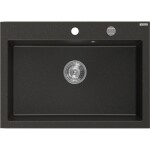 MEXEN - Elix granitový dřez 1-miska 700 x 500 mm, černá/zlatá metalik, sifon chrom 6526701005-75
