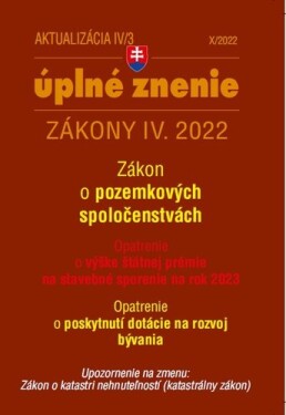 Aktualizácia IV/3 2022 bývanie, stavebný zákon