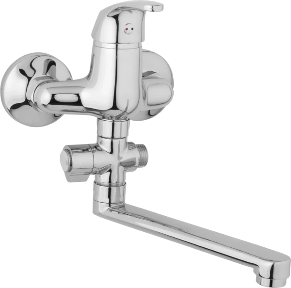 JB Sanitary Nástěnná umyvadlová a sprchová baterie SLIM, rozteč 100 mm, otočný přepínač, bez příslušenství, ramínko 300 mm A10 32 10