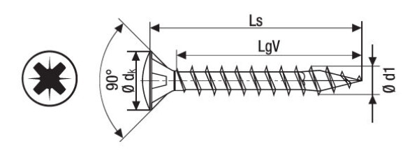 Vrut Spax Pozidrive velikost 4 velikost: 4 x 16, nelze po kusech; pouze celá balení: 1000ks (360299)