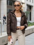 Dámská přechodná krátká bunda s odepínací kapucí hnědá FashionStreet TY5669 M